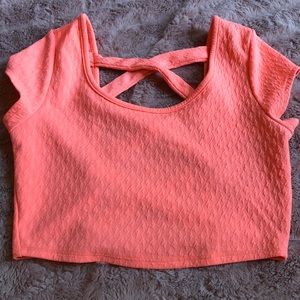 Fluorescent coral crop top
